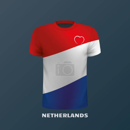 camiseta vector en los colores de la bandera de los Países Bajos