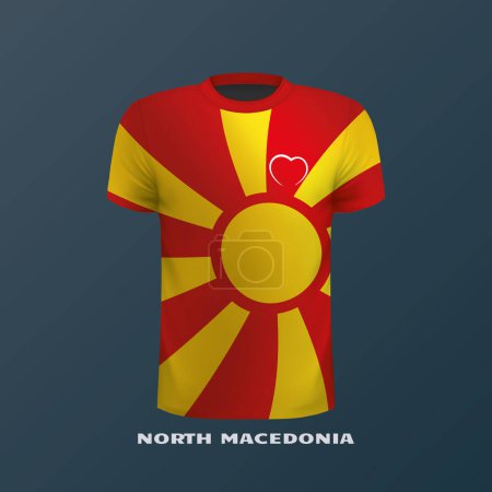 Téléchargez les illustrations : T-shirt vectoriel aux couleurs du drapeau de Macédoine du Nord - en licence libre de droit