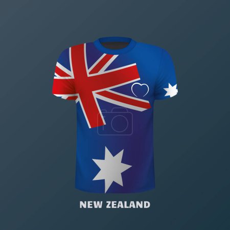 Vektor-T-Shirt in den Farben der neuzelandischen Flagge