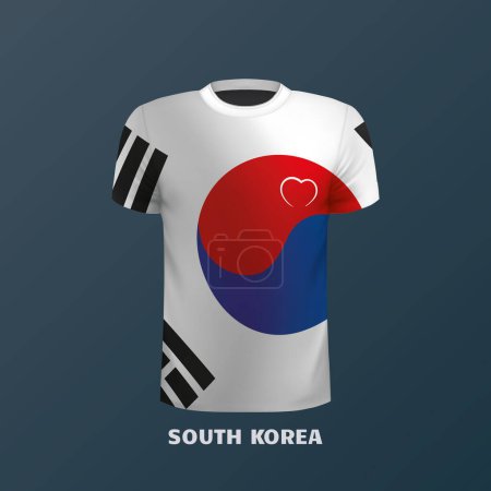 Vektor T-Shirt in den Farben der südkoreanischen Flagge