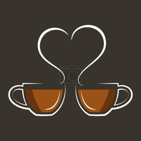 vector icon of coffee cups with heart isolated 