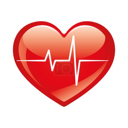 vector heart icon with cardiogram isolated on white background