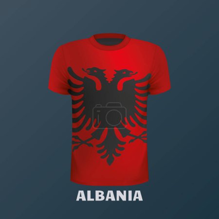 Illustration for Vector T-shirt in the colors of the Albanian flag isolated - Royalty Free Image