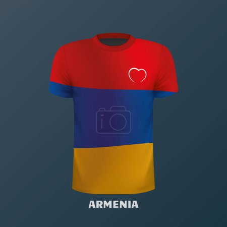 T-shirt vectoriel aux couleurs du drapeau arménien isolé