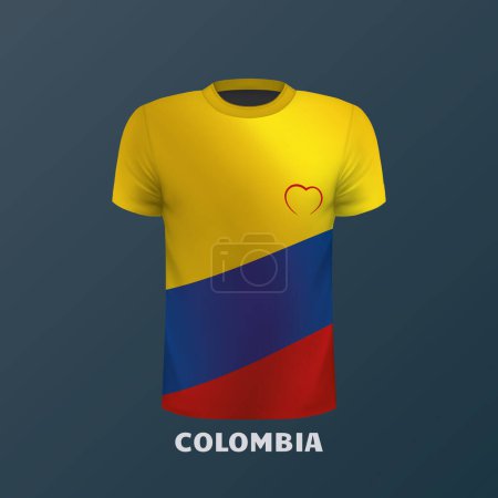 T-shirt vectoriel aux couleurs du drapeau colombien isolé