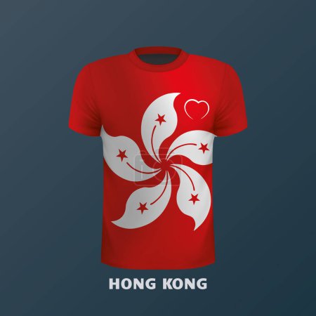 Vektor-T-Shirt in den Farben der Flagge Hongkongs isoliert