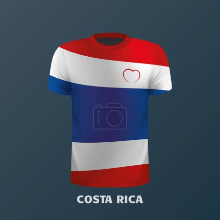 T-shirt vectoriel aux couleurs du drapeau du Costa Rica isolé
