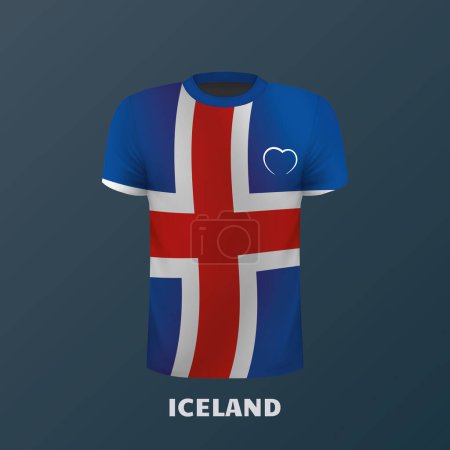 T-shirt vectoriel aux couleurs du drapeau islandais isolé
