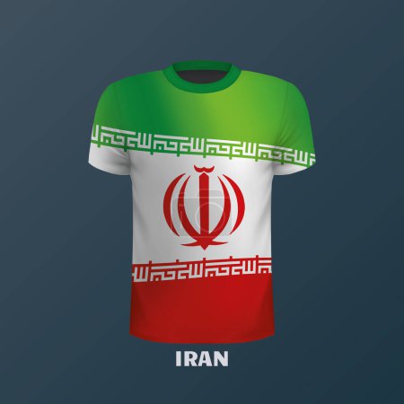 T-shirt vectoriel aux couleurs du drapeau iranien isolé
