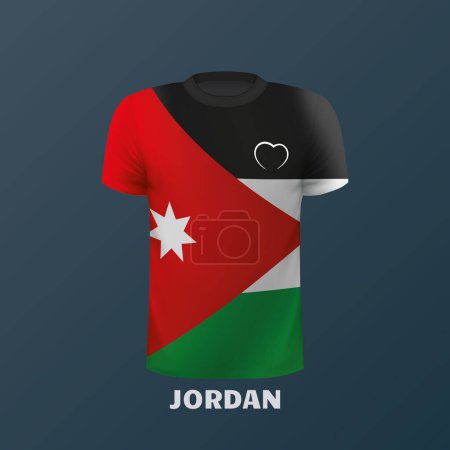 camiseta vectorial en los colores de la bandera de Jordania aislada