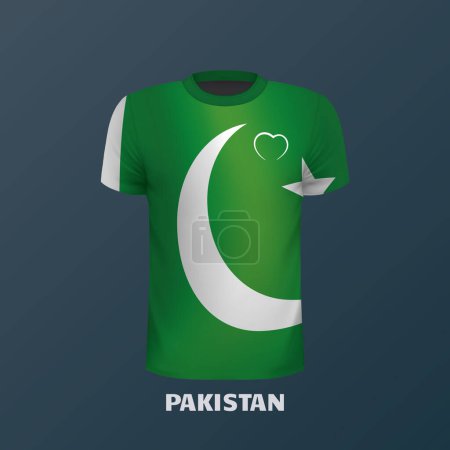 Illustration for Vector T-shirt in the colors of the Pakistani flag isolated - Royalty Free Image