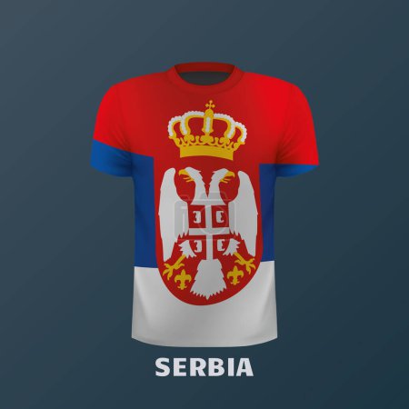 Illustration for Vector T-shirt in the colors of the Serbian flag isolated - Royalty Free Image