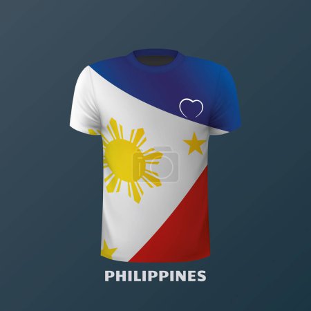 T-shirt vectoriel aux couleurs du drapeau philippin isolé