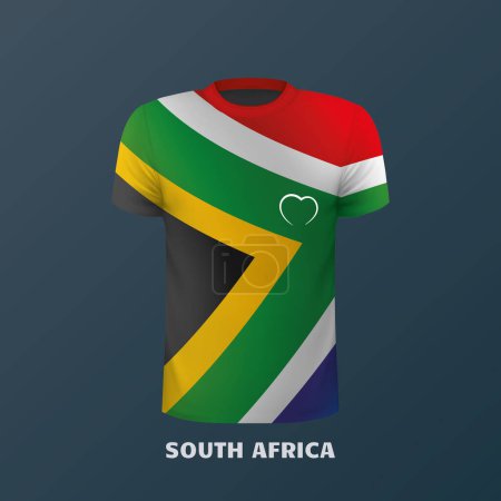 T-shirt vectoriel aux couleurs du drapeau sud-africain isolé
