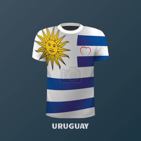 Illustration for Vector T-shirt in the colors of the Uruguayan flag isolated - Royalty Free Image