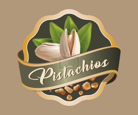 Pistachios nut vector sticker isolated on white background