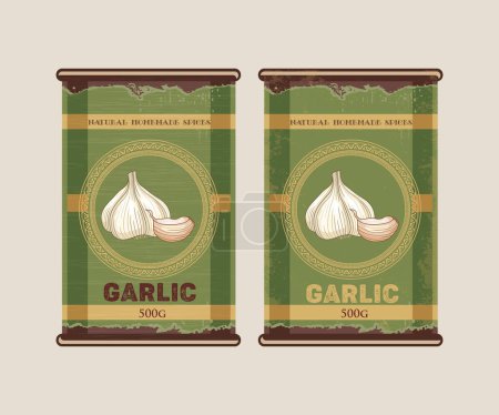 Illustration for Vector iron jars with spices isolated on white background - Royalty Free Image