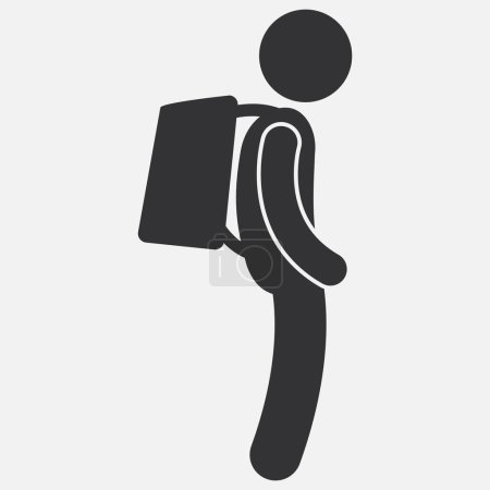 icono vectorial del hombre con mochila aislada sobre fondo blanco
