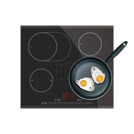 vector stove with frying pan isolated on white background