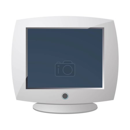 old computer monitor vector icon isolated on white background