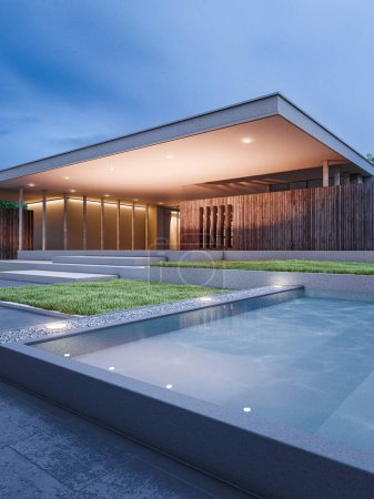 Téléchargez les photos : Architecture 3d rendu illustration de maison minimale - en image libre de droit