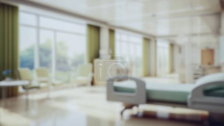 Foto de Visualización 3D arquitectónica de la sala de hospitalización en el hospital Ilustración de fondo borrosa - Imagen libre de derechos