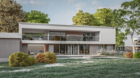 Photo for 3d rendering illustration of the modern house with a natural view. - Royalty Free Image
