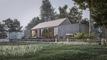Photo for 3d rendering illustration of the modern house with a natural view. - Royalty Free Image