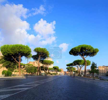 Photo for Urban street of Rome: the Via dei Fori Imperiali, Italy. - Royalty Free Image