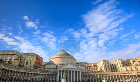 Photo for Plebiscite Place, the symbol of the city of Naples: the Royal Pontifical Basilica of Saint Francis of Paola. - Royalty Free Image