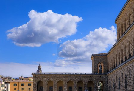 Photo for Glimpse of Palazzo Pitti on the Piazza de' Pitti square in the historic center of Florence, Italy. - Royalty Free Image