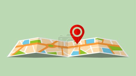 Map with location pin, vector illustration
