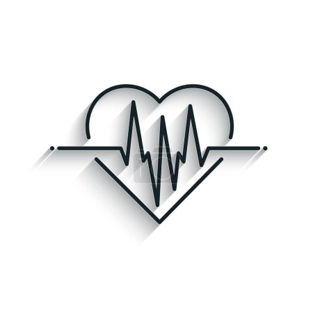 Ilustración de Icono del latido del corazón y electrocardiograma, concepto de ritmo cardíaco, ilustración vectorial - Imagen libre de derechos