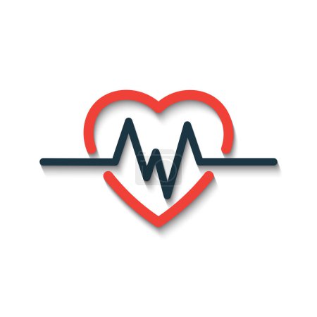 Ilustración de Icono del latido del corazón y electrocardiograma, concepto de ritmo cardíaco, ilustración vectorial - Imagen libre de derechos