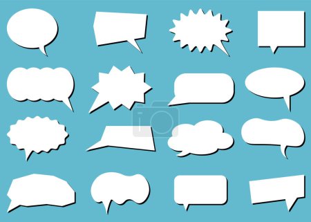 Ilustración de Conjunto de burbujas de habla. Burbuja de chat en el vector. Iconos de burbujas de voz en color blanco con sombras. - Imagen libre de derechos