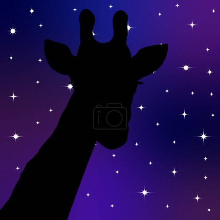 Photo for Giraffe on the background of the starry sky at night. The shadow of a giraffe. - Royalty Free Image