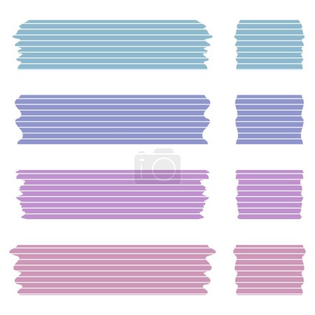 Ilustración de Colección de cintas Washi con patrón de rayas en vector. Trozos de cinta decorativa para álbumes de recortes. Conjunto de cintas de colores. Tonos azules - Imagen libre de derechos