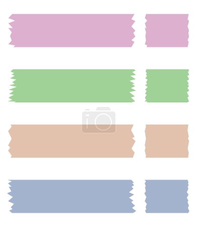 Photo for Washi tapes collection in vector. Pieces of decorative tape for scrapbooks. Set of colorful ribbons - Royalty Free Image