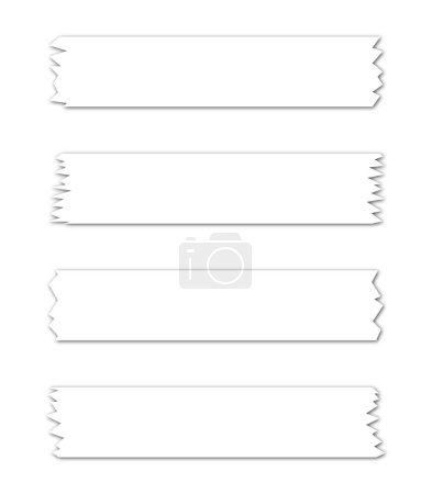 Ilustración de Conjunto de hojas de papel. Trozos de cinta decorativa para álbumes de recortes. Colección de cintas Washi en vector. Papel roto. Trozos de papel arrancados de un cuaderno - Imagen libre de derechos