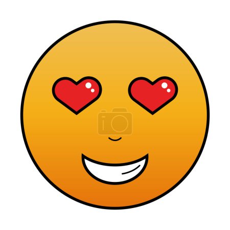 Photo for Yellow cheerful emoji with red heart eyes and a smiley face. Cartoon character in love. Vector icon - Royalty Free Image