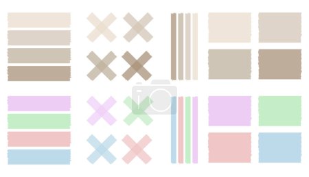 Ilustración de Conjunto de coloridas cintas washi. Colección de cintas Washi en vector. Trozos de cinta decorativa para álbumes de recortes - Imagen libre de derechos