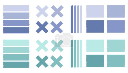 Ilustración de Conjunto de cintas washi azules. Colección de cintas Washi en vector. Trozos de cinta decorativa para álbumes de recortes - Imagen libre de derechos
