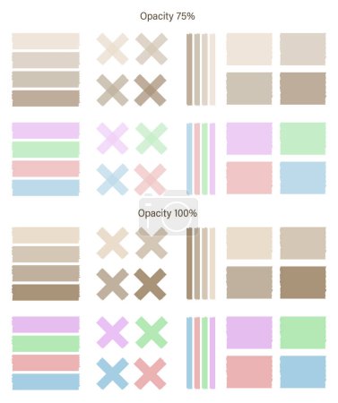 Ilustración de Conjunto de coloridas cintas washi. Colección de cintas Washi en vector. Trozos de cinta decorativa para álbumes de recortes - Imagen libre de derechos