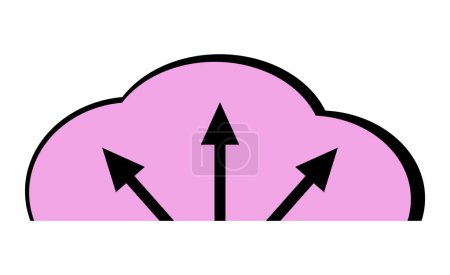 Photo for Cloud computing icon. Cloud download in vector. Black and pink cloud with arrows. Upload button - Royalty Free Image