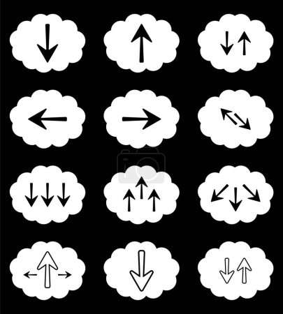 Photo for Clouds download. Set of icons for web, business. White vector clouds with arrows. Upload buttons - Royalty Free Image