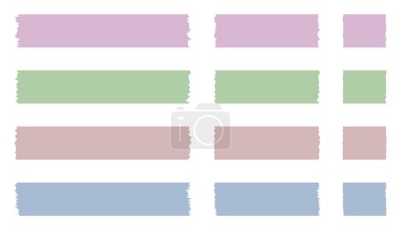 Ilustración de Colección de cintas Washi en vector. Trozos de cinta decorativa para álbumes de recortes. Conjunto de cintas verdes de colores. Notas en papel - Imagen libre de derechos