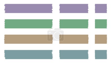 Ilustración de Colección de cintas Washi en vector. Trozos de cinta decorativa para álbumes de recortes. Conjunto de cintas verdes de colores. Notas en papel - Imagen libre de derechos