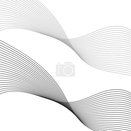 Illustration for Abstract background with lines. Vector background with waves. Background for music album, poster, card, advertisement. Black and white - Royalty Free Image
