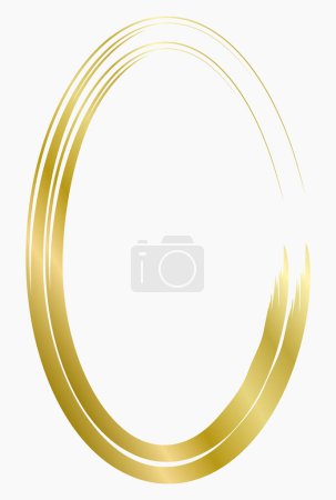 Photo for Golden metal oval frame isolated on white. Vector frame for photo. Frame for text, certificate, pictures, diploma - Royalty Free Image