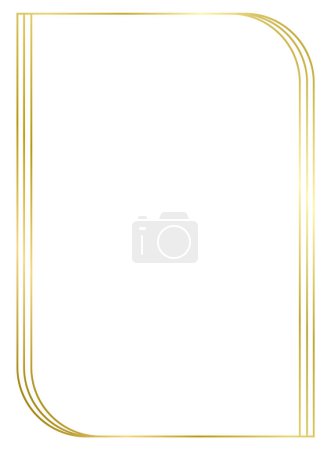Photo for Golden metal frame isolated on white. Vector frame for text, photo, certificate, pictures, diploma. Gold - Royalty Free Image